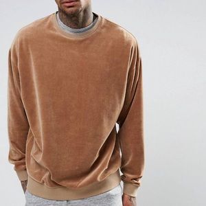 ASOS Oversized Velour Crew in Beige
